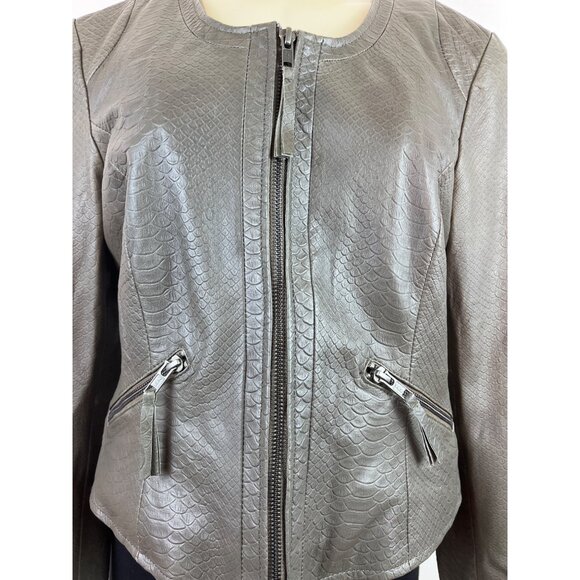 Bagatelle Womens Leather Snake Print Jacket Gray With Zip Closure Sz S - New - Picture 5 of 9
